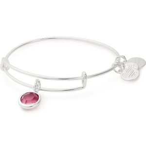 Alex & Ani Rose Swarovski® October Pink Tourmaline Birthstone Charm Bangle